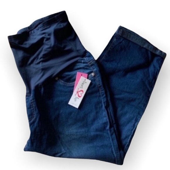 TIMES Maternity dark blue roll up skinny jeans. US 12 - Picture 3 of 12